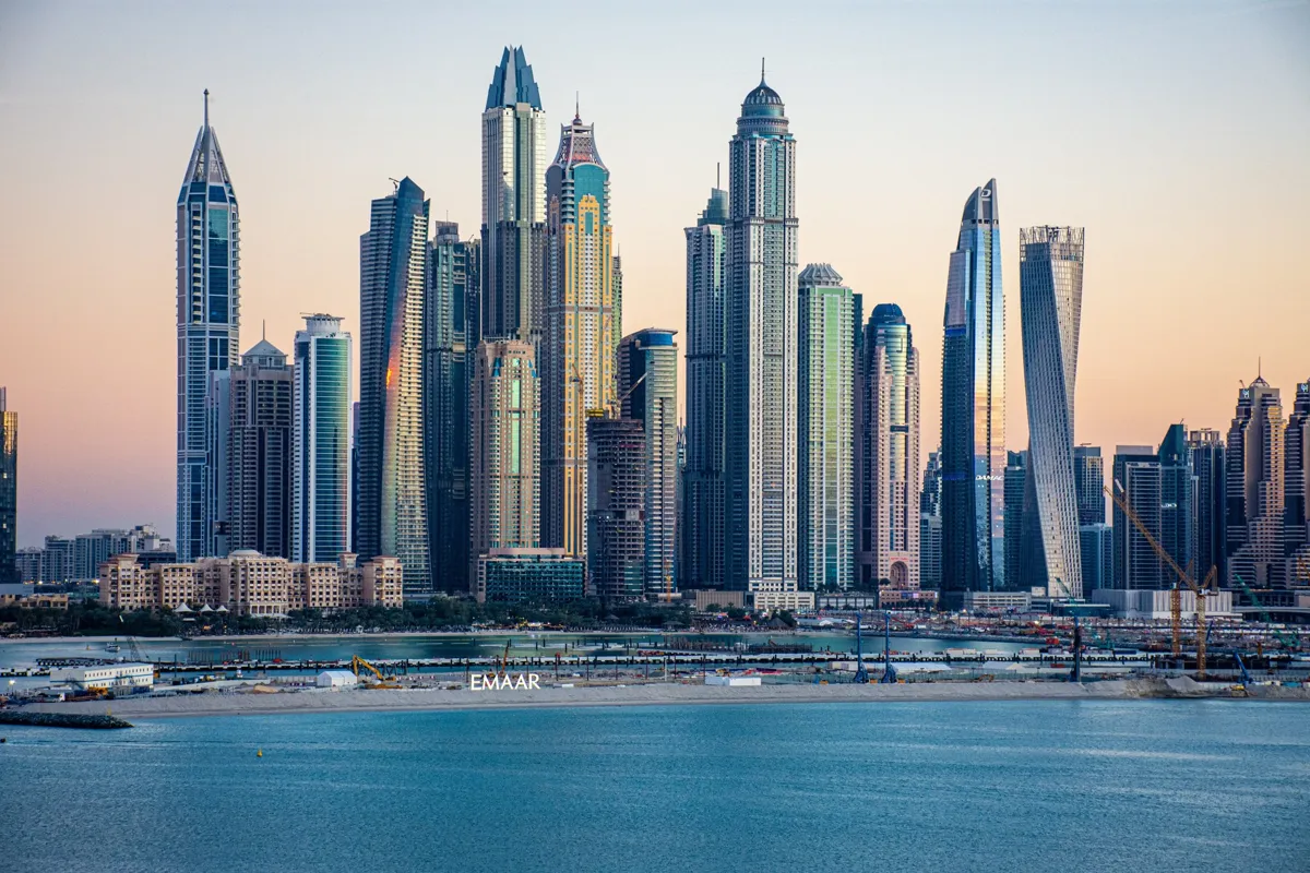 Dubai Marina towers (illustrative, not the venue)